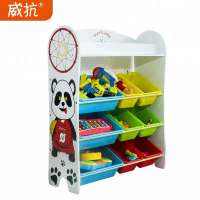 2018 preschool furniture New cartoon Design panda Shape Wooden Kid Toy Storage