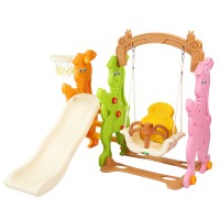 Hot sale cheap children happy slide and swing  set indoor outdoor